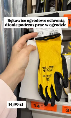 Rękawice ogrodowe damskie Gerlach żółte promocja w Biedronka