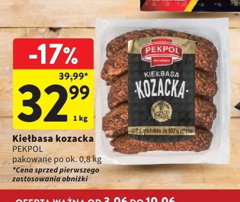 Kiełbasa kozacka Pekpol promocja w Intermarche