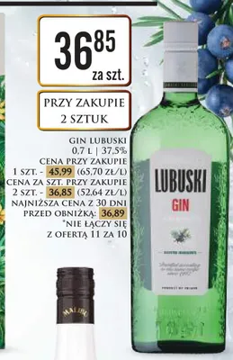 Gin Lubuski 37,5% promocja w Dino