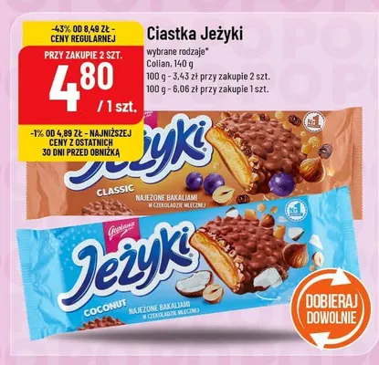 Ciastka jeżyki promocja w POLOmarket