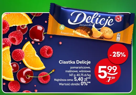 Ciastka Delicje pomarańczowe promocja w Żabka