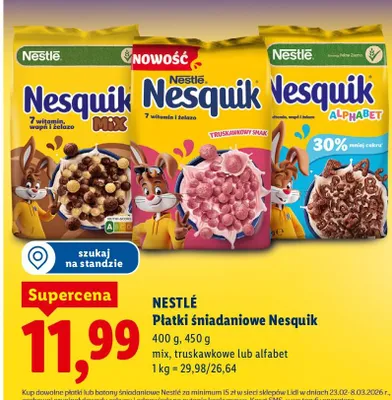 Płatki śniadaniowe Nesquik mix promocja w Lidl
