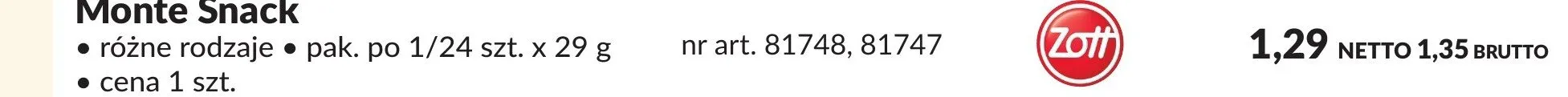 Jogurt Monte Snack różne rodzaje 29g promocja w Makro