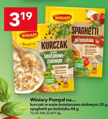 Sos w proszku Winiary Pomysł na... kurczak w sosie śmietanowo-ziołowym promocja w LEWIATAN