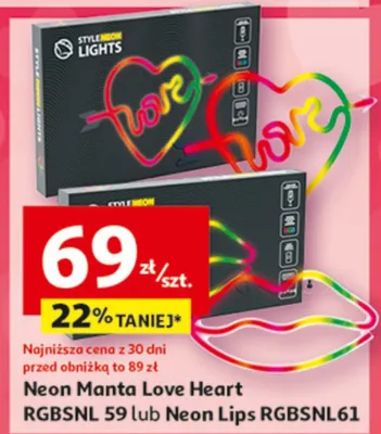 Neon Manta Love Heart RGBSNL 59 lub Neon Lips RGBSNL61 promocja w Auchan