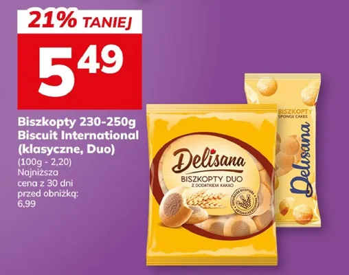 Biszkoptki 230-250g Biscuit International Delissima Duo promocja w Hitpol