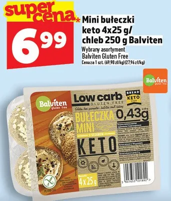 Mini bułeczki keto 4x25g/chleb 250g balviten promocja w TOPAZ