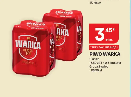 Piwo Warka Classic promocja w Chorten