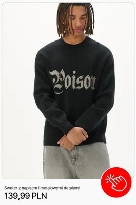Sweter z napisem i metalowymi detalami Cropp promocja w Cropp