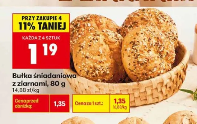 Bułka śniadaniowa z ziarnami promocja w Biedronka