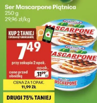 Ser Mascarpone Piątnica promocja w Delikatesy Centrum