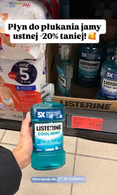 Płyn do płukania jamy ustnej Listerine Cool Mint promocja w Aldi