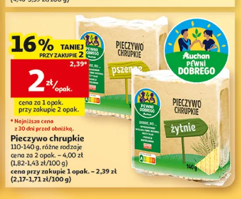 Pieczywo chrupkie żytnie Pewni Dobrego promocja w Auchan