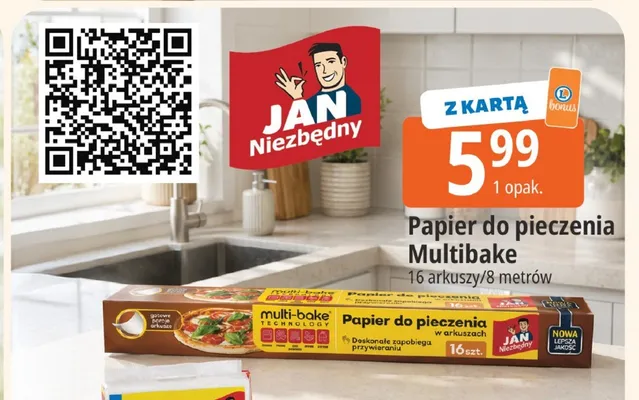 Papier do pieczenia Jan Niezbędny Multibake 16 arkuszy/8 metrów promocja w Leclerc