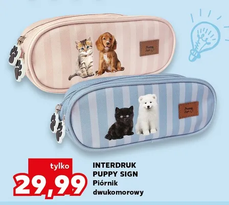 Piórnik dwukomorowy Interdruk Puppy Sign promocja w Kaufland