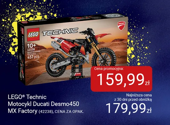 Klocki LEGO Technic Motocykl Ducati Desmo450 MX Factory 42238 promocja w Smyk