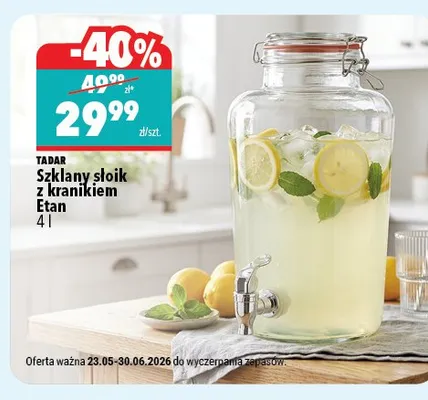 Szklany słoik z kranikiem Etan 4l promocja w Biedronka Home