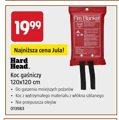 Koc gaśniczy Hard Head 120x120 cm promocja w Jula