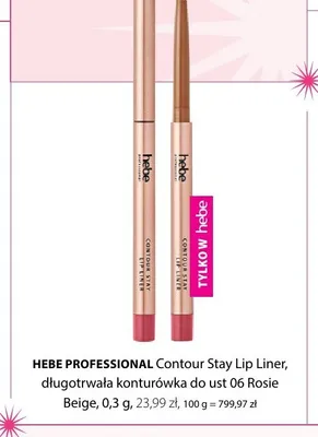Konturówka do ust Hebe Professional Contour Stay Lip Liner długotrwała 06 Rosie Beige promocja w Hebe