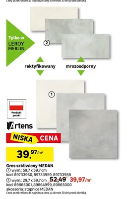 Gres szkliwiony Medan Artens promocja w Leroy Merlin