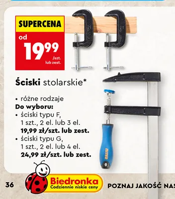 Ściski stolarskie typu F Niteo promocja w Biedronka