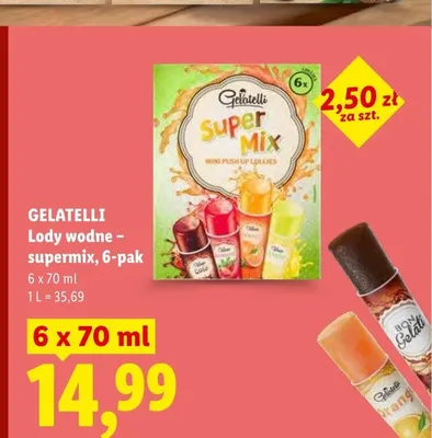 Lody wodne Supermix Gelatelli 6-pak promocja w Lidl