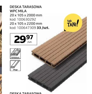 Deska tarasowa WPC Mila 20x105x2000 mm promocja w Komfort