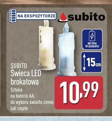 Świeca LED brokatowa Subito promocja w Aldi