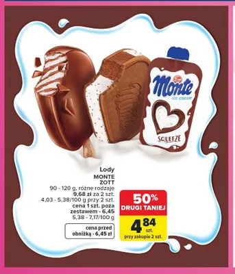 Lody kanapka Monte Zott promocja w Carrefour