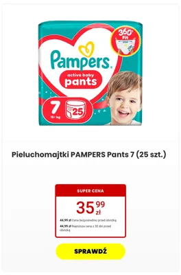 Pieluchomajtki Pampers Active Baby Pants 7 promocja w Media Expert