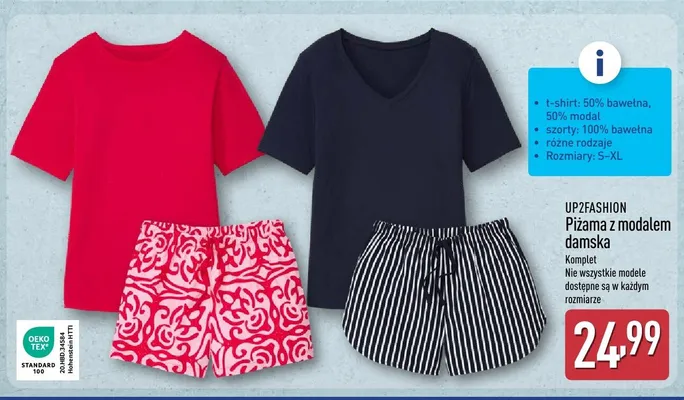 Piżama z modalem damska UP2FASHION promocja w Aldi