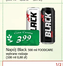 Napój energetyczny Black Foodcare promocja w CEZAR Delikatesy