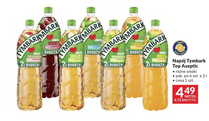 Napój Tymbark Top Aseptic różne smaki promocja w Makro