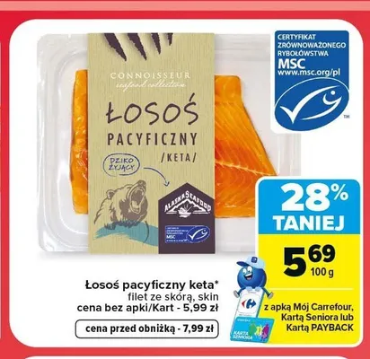 Łosoś pacyficzny keta filet ze skórą Connoisseur promocja w Carrefour Market