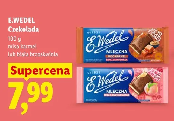 Czekolada E.Wedel mleczna biała brzoskwinia promocja w Lidl