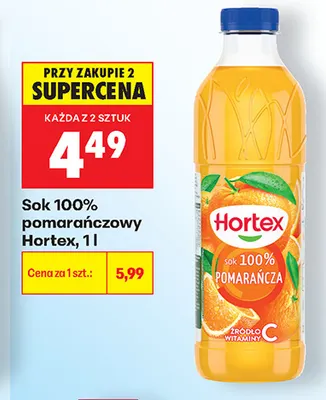 Sok 100% pomarańczowy Hortex promocja w Biedronka