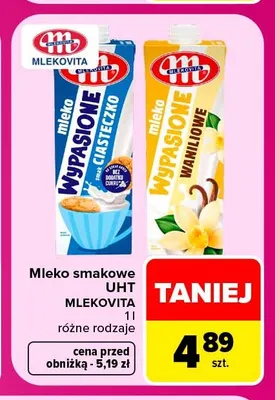 Mleko UHT smakowe Wypasione Mlekovita promocja w Carrefour Market