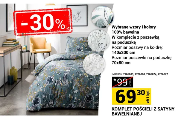 Komplet pościeli z satyny bawełnianej promocja w Merkury Market