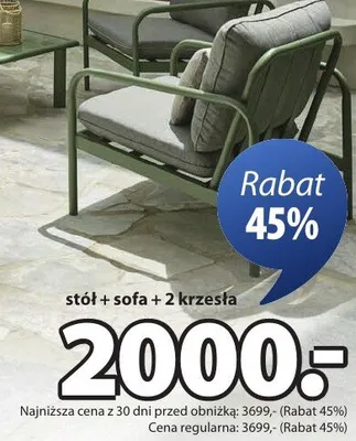Stół + sofa + 2 krzesła TEGLUM promocja w Jysk