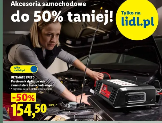 Prostownik do ładowania akumulatora samochodowego Ultimate Speed promocja w Lidl