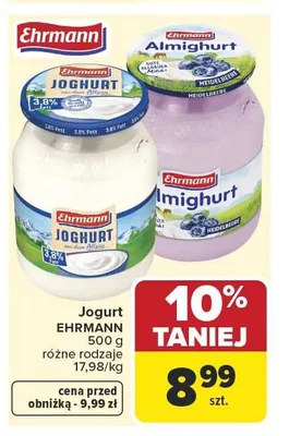 Jogurt Ehrmann 500g promocja w Carrefour Market