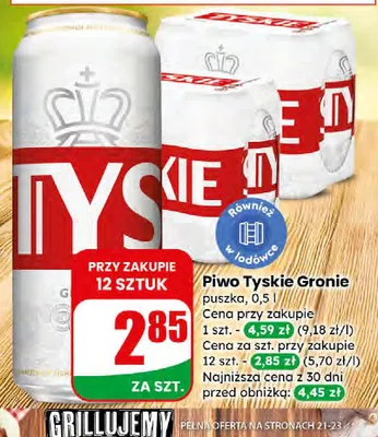 Piwo Tyskie Gronie puszka promocja w Dino