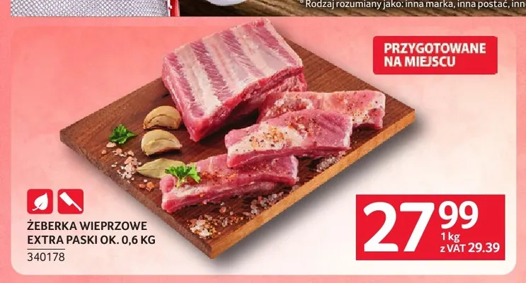 Żeberka wieprzowe extra paski ok. 0,6 kg promocja w Selgros