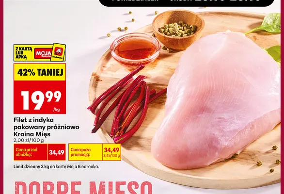 Filet z indyka pakowany próżniowo Kraina Mięs promocja w Biedronka