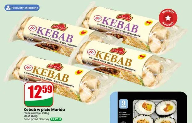 Kebab wołowy w picie z serem i sosem czosnkowym Marida promocja w Dino