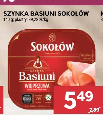 Szynka Basiuni w plastrach Sokołów promocja w Stokrotka