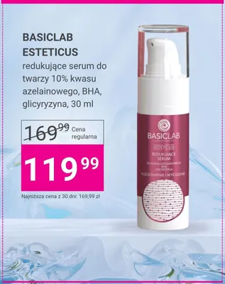Serum do twarzy redukujące BasicLab Esteticus 10% kwasu azelainowego BHA glicyryzyna promocja w Hebe