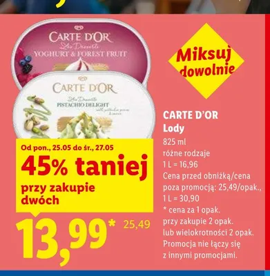 Lody CARTE D'OR promocja w Lidl