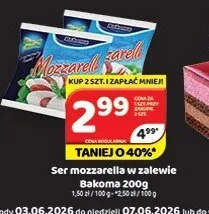 Ser mozzarella w zalewie Bakoma promocja w Delfin
