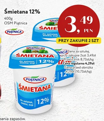 Śmietana 12% Piątnica promocja w Market Point